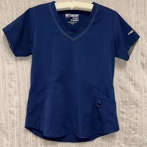 Grey’s Anatomy S Impact by Barco Navy V Neck Short Sleeve 3 Pocket Scrub Top